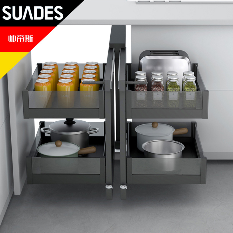 凯斯宝玛厨房地柜拉篮橱柜转角拉篮调味篮转角小怪物拉篮拐角拉篮