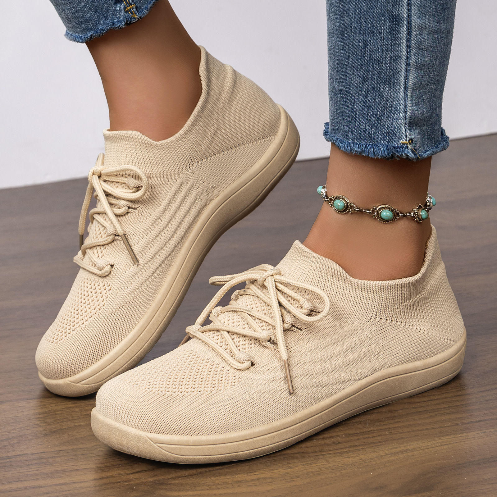 Zapatos deportivos para mujeres 2026 verano nuevo mesh transpirable zapatos casuales cordones suela suave no cansada zapatos de caminar para mamá