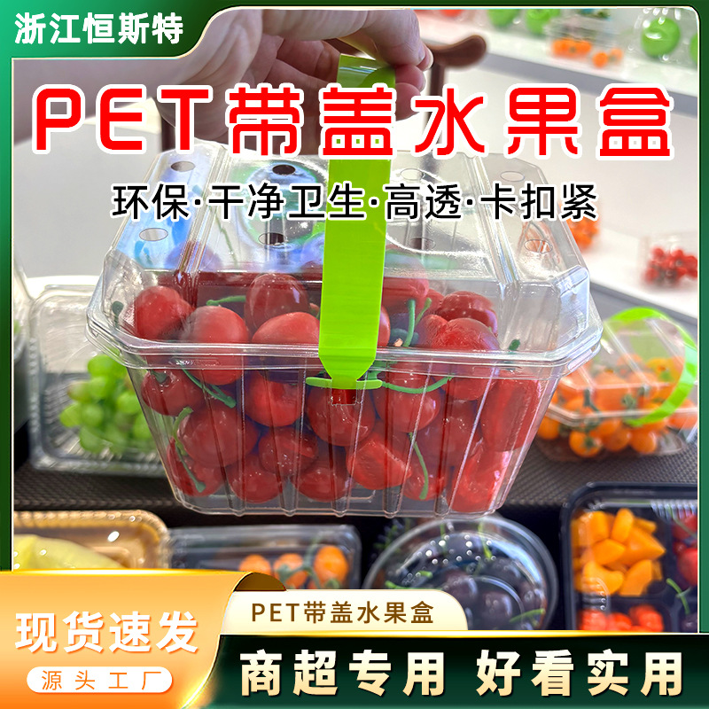Caja de embalaje de frutas transparente desechable con cubierta caja de corte de fresa caja de arándano 125g caja de embalaje de frutas de plástico