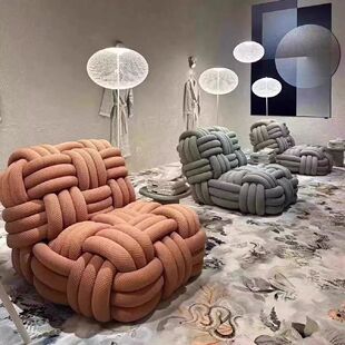 Internet celebrity creative knot light luxury sofa Internet celebrity lazy sofa single designer sofa petal bedroom