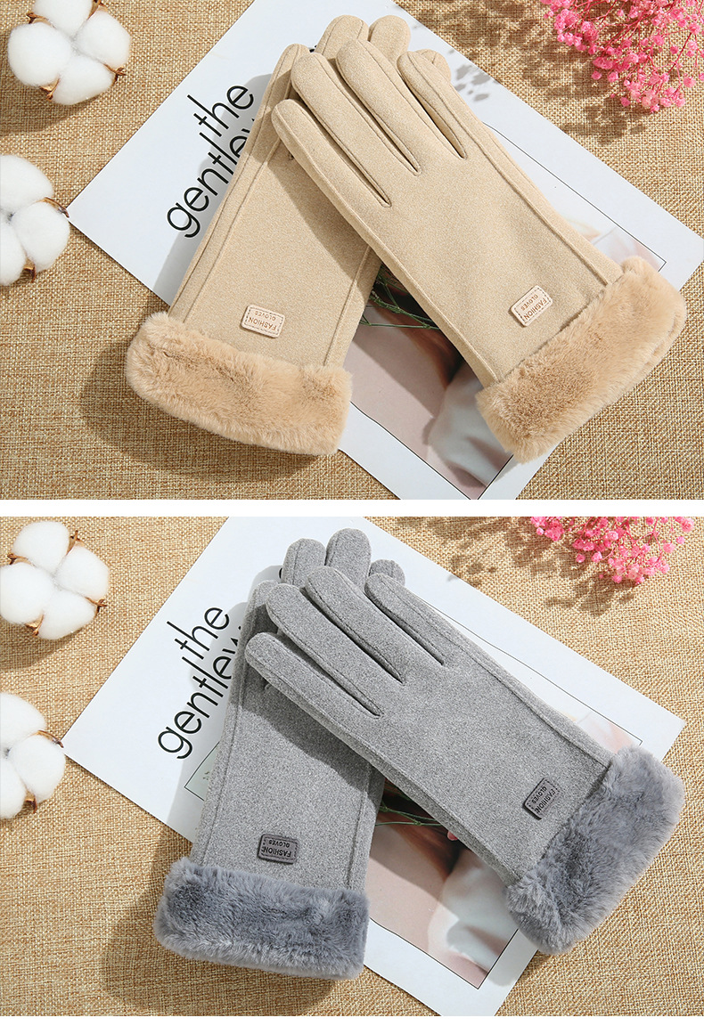 Women's Simple Style Solid Color Velvet Polyester Gloves 1 Piece display picture 1