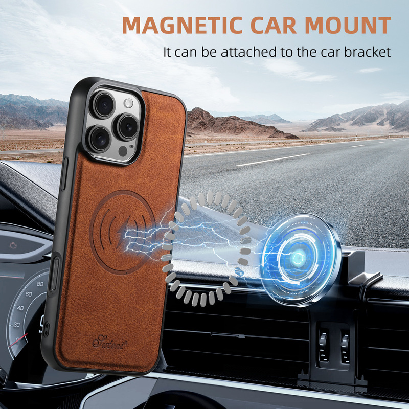 Suitable for Iphone17 Mobile Phone Leather Case Samsung S25 Wireless Charging Magsafe Car Magnetic Holder Google 10 Suitable for Iphone17 Mobile Phone Leather Case Samsung S25 Wireless Charging Magsafe Car Magnetic Holder Google 10