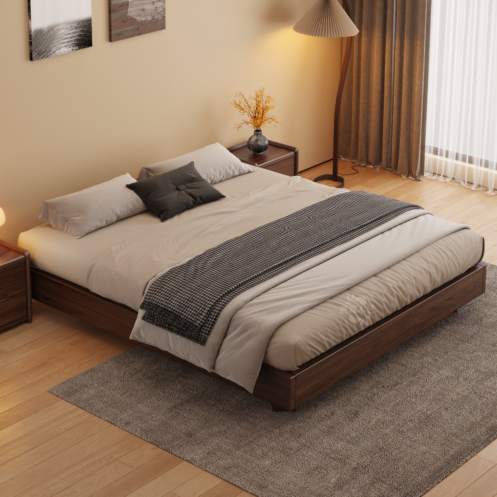 Tatami Bed Frame 1.5m Single Bed Row Frame Without Bedside Storage Bed Rental Room Bed Solid Wood Bed Frame