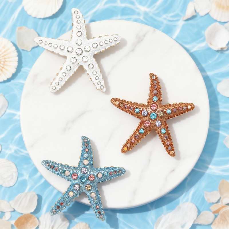 Beach Tropical Style Eco-Friendly Alloy Rhinestone Starfish Brooch High-End Elegant Fashion Design Brooch Wholesale Beach Tropical Style Eco-Friendly Alloy Rhinestone Starfish Brooch High-End Elegant Fashion Design Brooch Wholesale