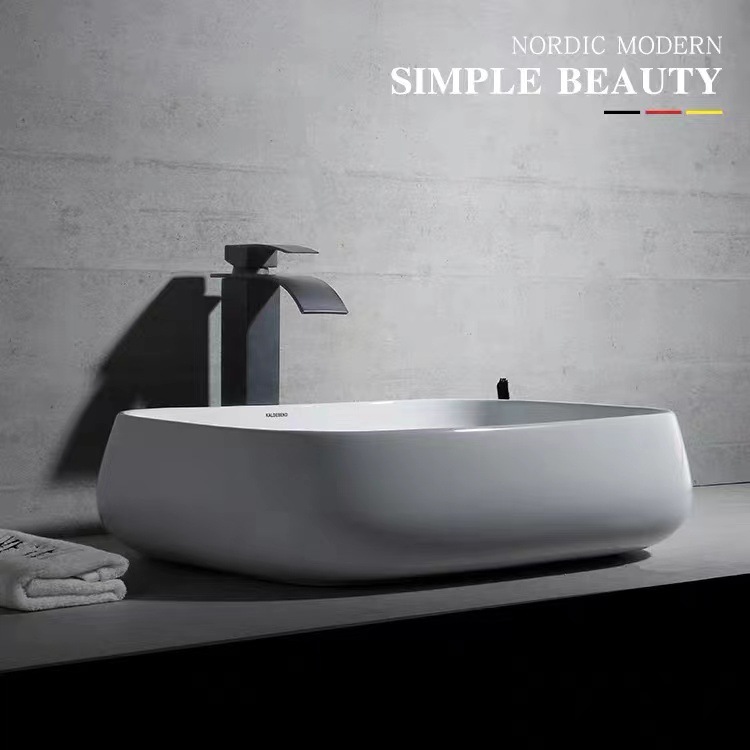 lavabo de cerámica de moda nórdica lavabo de arte lavabo oval blanco lavabo