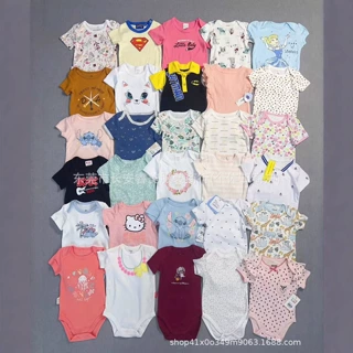 baby三角哈衣婴儿连体衣2025夏季纯棉短袖衣服新生儿爬服包屁衣白