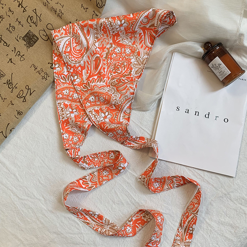 Toalla triangular, sello de cintura de verano, cintura, cortina de pedos, flor de anacardo, bufanda de seda de alta calidad, pañuelo en la cabeza, cinta para el cabello, fábrica de procesamiento personalizada