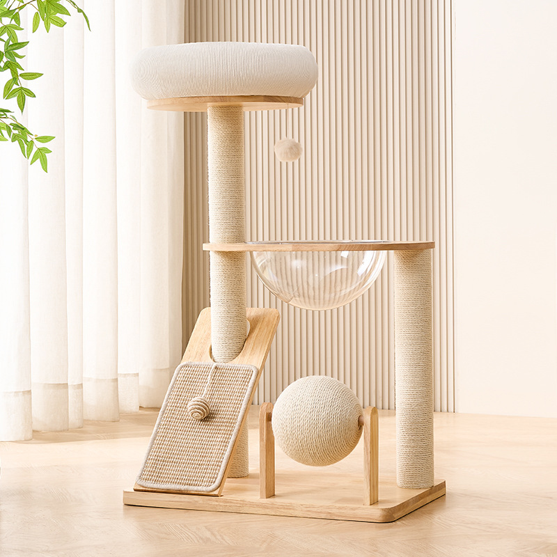 Solid Wood Cat Climbing Frame, Cat House, and Cat Tree All-In-One, Large Cat-Specific, for Home Use, Compact, Space-Saving, Direct from the Factory