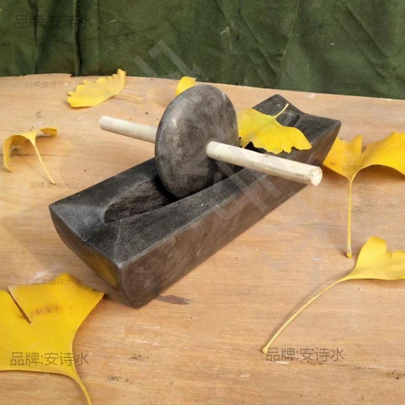 药药碾药粉碎机研磨老式手动茶具碾子手推臼碾子香料复古捣药药船