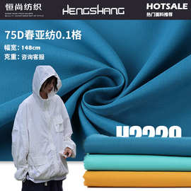 75D春亚纺0.1格 时装衬衫布料 机械弹冲锋服羽绒服面料厂家批发