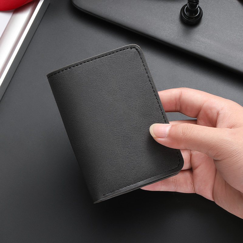 New Light Version Unprinted Men's Short Wallet Solid Color Simple Men's Thin Soft Leather Wallet Multi-Functional Wallet Card Holder