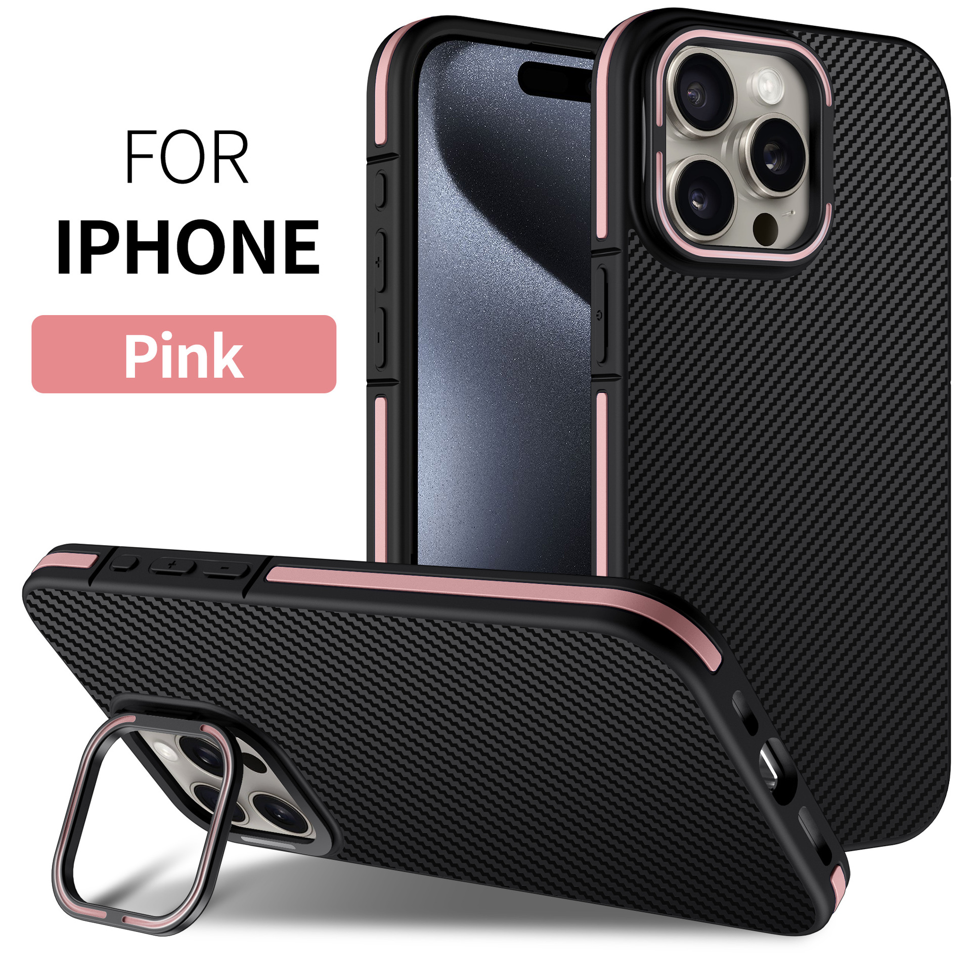 Carbon Fibre Phone Case With Metal Lens Bracket For Iphone 16 Pro Max_voghion.com