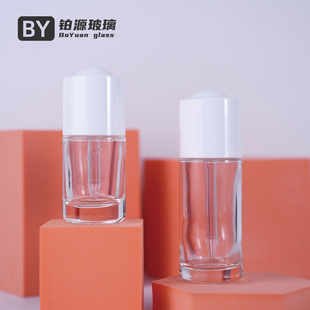 20ml essence oil bottle 30 ml pressing dropper essence bottle straight round thick bottom thick wall transparent glass bottle