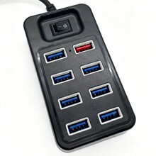 8口USB3.0集线器 一拖八HUB分线器 带独立电源开关和外接Micro电