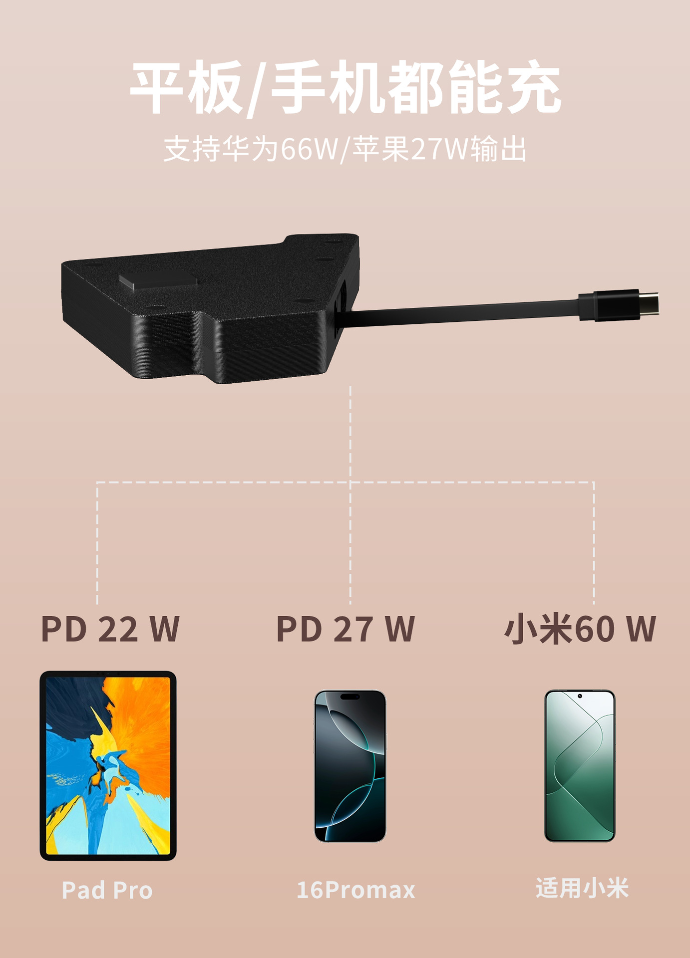 Suitable for Zeekr 009 Rear Seat Mobile Phone Charging Data Cable Hidden 66W Super Fast Charging Car Charger