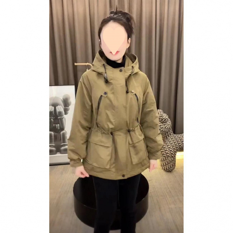 欧货2025春季新款夹棉工装风衣外套女韩版宽松收腰显瘦拉链冲锋衣|undefined