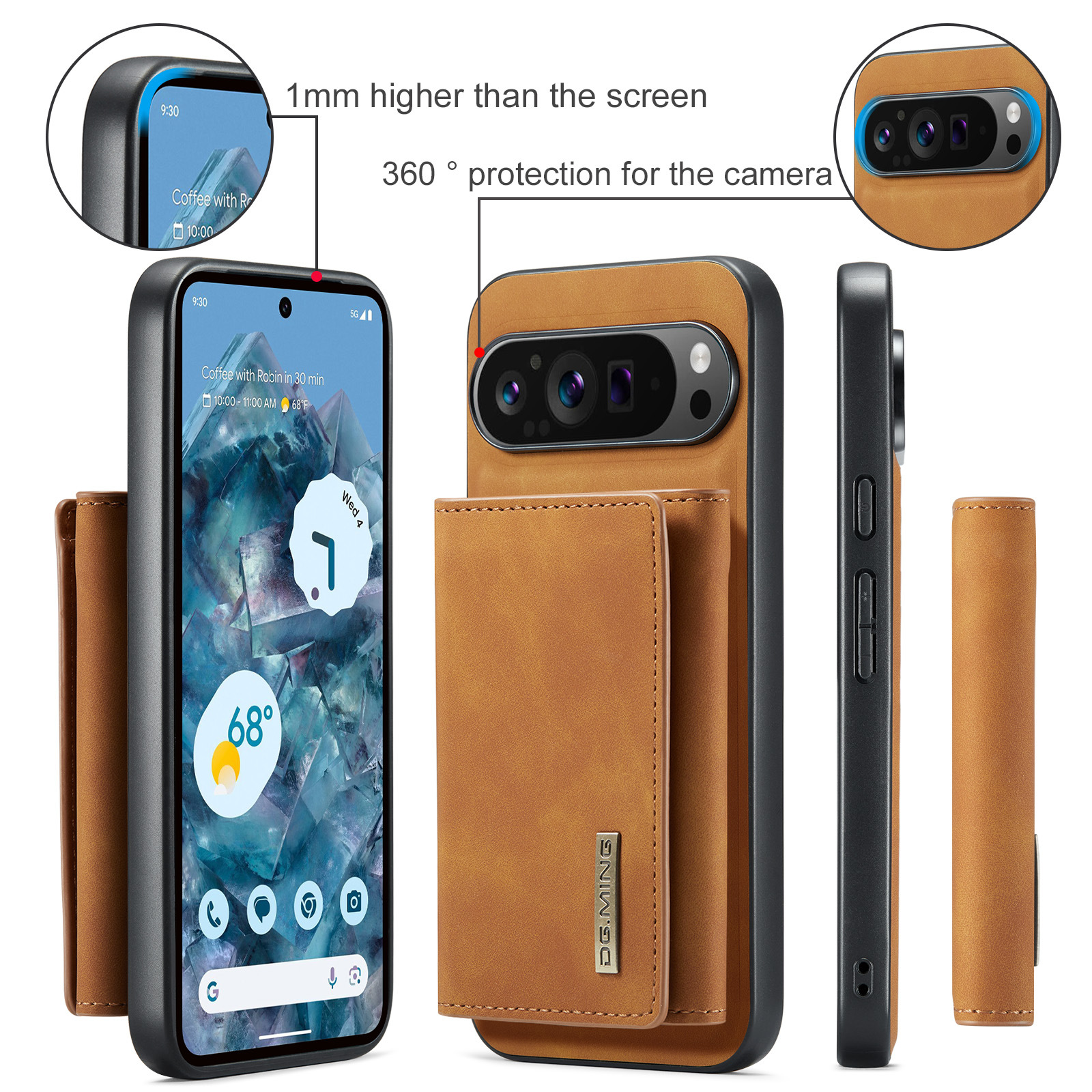 M1 per Google Pixel 9 Custodia a portafoglio magnetica Pixel 9 Pro XL Custodia per telefono con magnete diviso_voghion.com