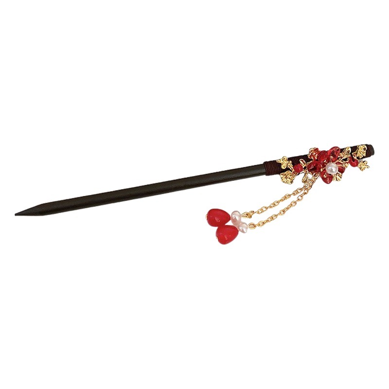 Nuevo estilo chino flor horquilla temperamento espalda Cabeza bola palillos simple madera updo pelo headwear moda nacional accesorios para el cabello para las mujeres