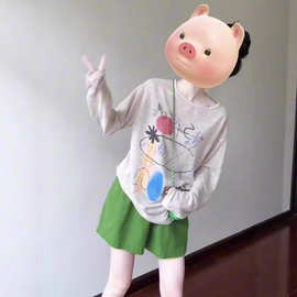 韩系慵懒风涂鸦印花薄款防晒罩衫T恤女春夏新款宽松休闲显瘦上衣