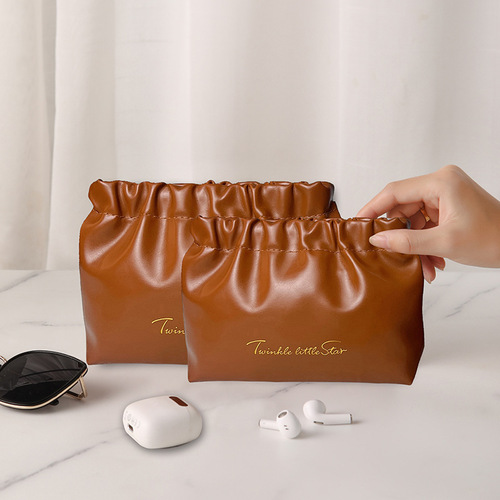 New Storage Bag Spring Strap Bag for Women, Travel Portable Lipstick Folded Pouch Makeup Bag Pocket Bag Data Cable Coin Purse