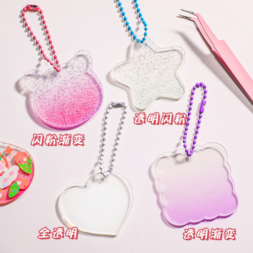 Guka Gupan manufacturer wholesale transparent glitter gradient love acrylic keychain Guka sticker small disc