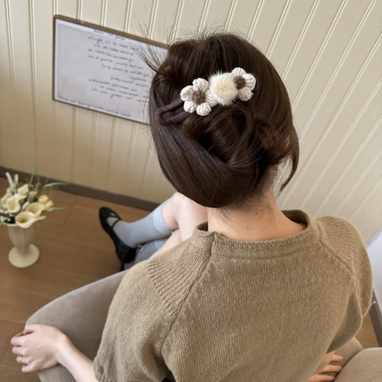 Flores grandes clip de boca de pato para mujeres cabeza trasera clip de cabello de alta sensibilidad más clip lateral agarrar clip de cabello