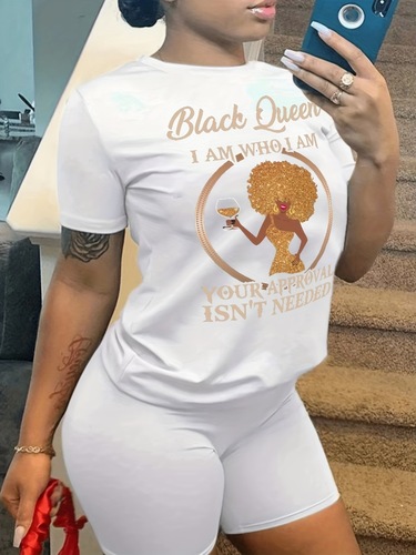 Wish Women's African Plus Size Sexy Oedo Round Neck T-shirt