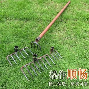 Forged Agricultural Tools Four-six-tooth Eight-tooth Nail Rake Grass Iron Rake Agricultural Tools Gardening Flat Ground Turning Soil Loose Soil Grass