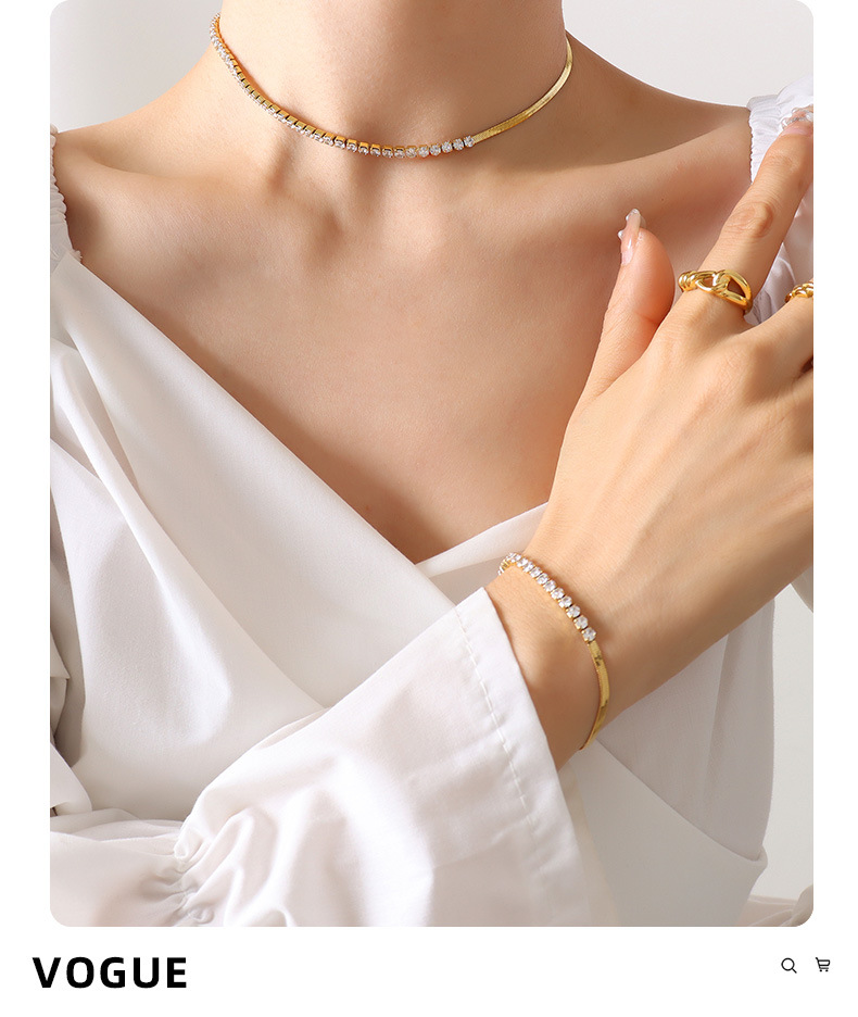 6g Weight Zircon Inlay Material Bracelets, Necklace Classification Necklace + Jewelry Quantity Holiday Occasion Titanium Steel Material Women'S Gender Lady Titanium Steel Zircon Bracelets Necklace 2