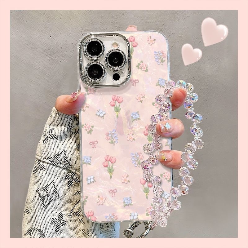 满屏碎花手链适用苹果15/iPhone16手机壳华为Mate70/Pura80贝壳纹|undefined