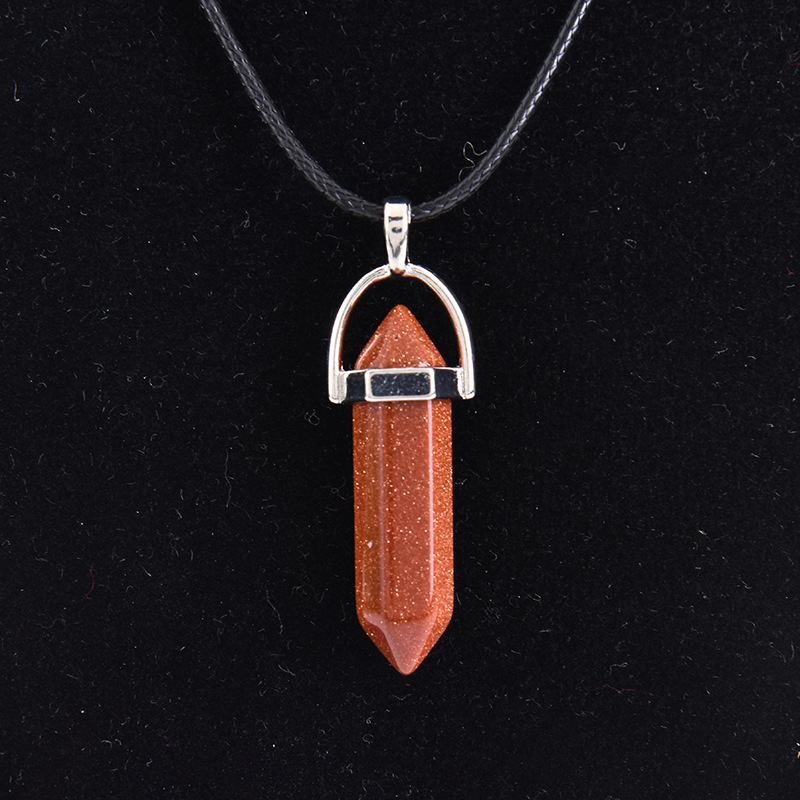 Cristal natural ágata columna hexagonal colgante diamante bala collar al por mayor cuarzo punto colgante