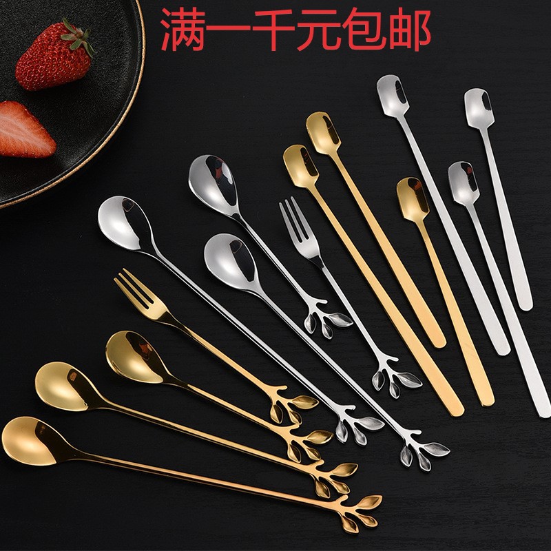 不鏽鋼樹葉勺子 水果叉 咖啡勺 月餅叉  蜂蜜勺 燕窩勺