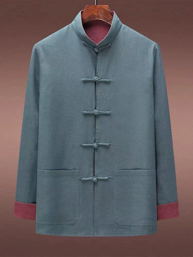 Элитная двусторонняя куртка, Hanfu, китайский стиль, для среднего возраста