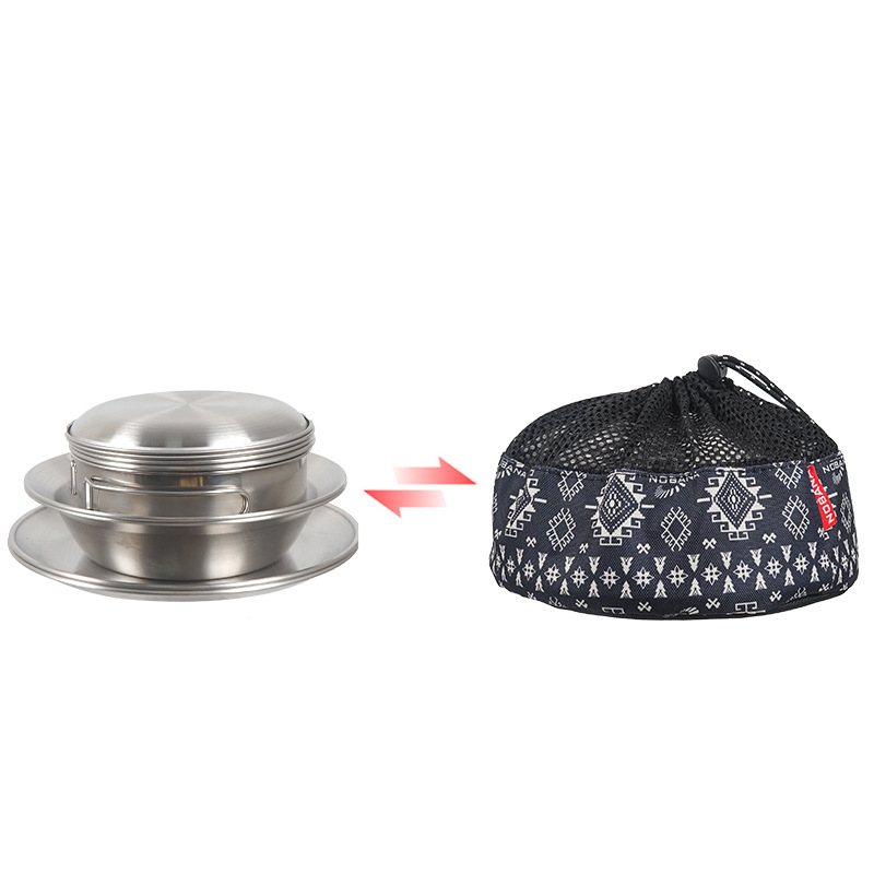 Vajilla al aire libre 12-piece portátil camping vajilla traje auto-conducción de viaje barbacoa camping hogar cena plato pequeño tazón