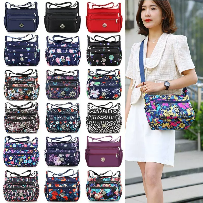 包邮厂家批发大容量女尼龙花色布包水饺型大布包女单肩斜挎逛街包