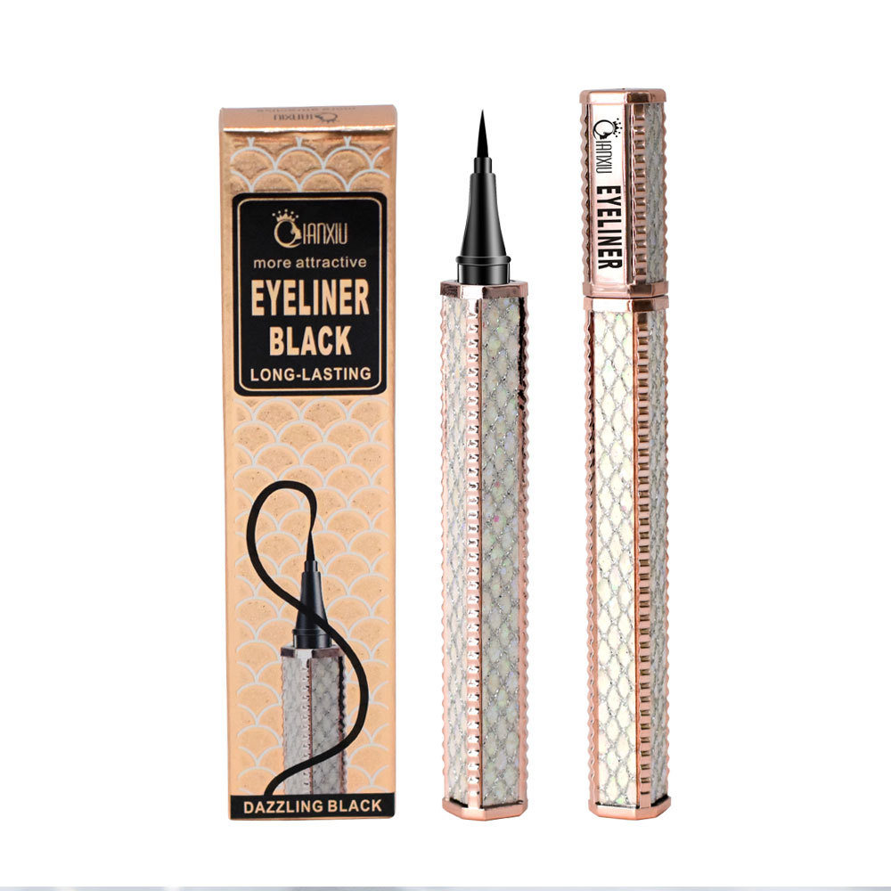 QIANXIU Sparkling Star Diamond Waterproof, oil-resistant, non-smudge Eyeliner, extremely fine tip, Smooth, quick-drying black eyeliner Liquid undefined