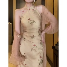新中式复古改良旗袍连衣裙2024夏收腰显瘦裙子