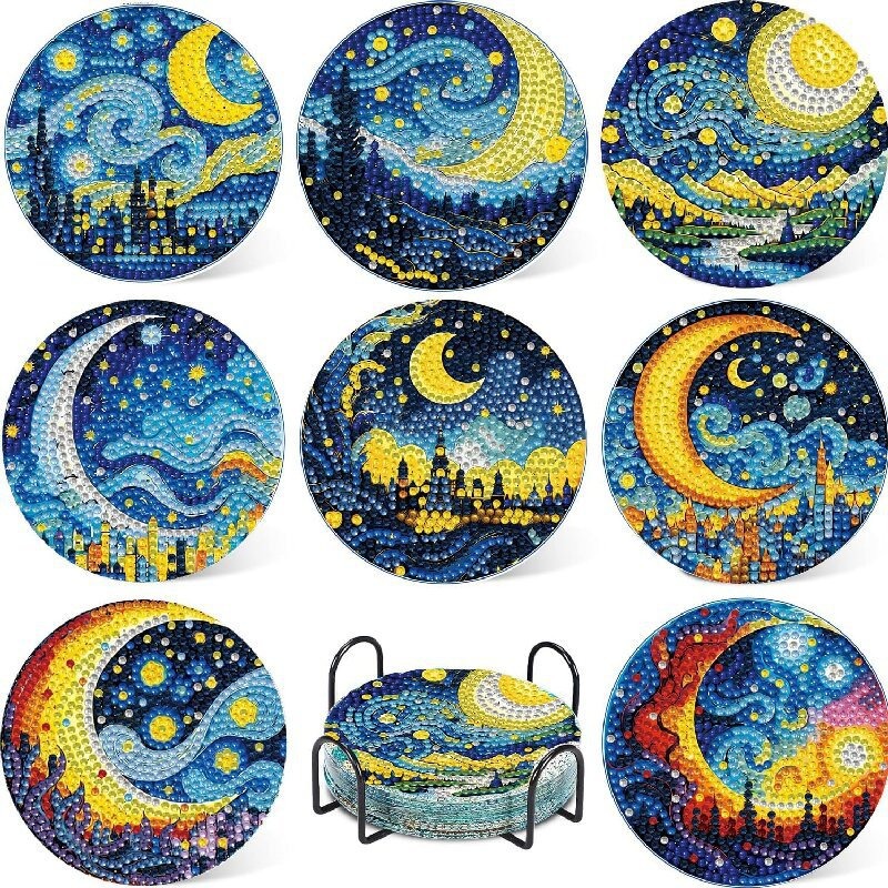 Diamante de dibujos animados almohadillas de taza letras rojas textura de madera hecha a mano puntos de perforación aislamiento térmico antideslizante diamante juguetes de pegatinas