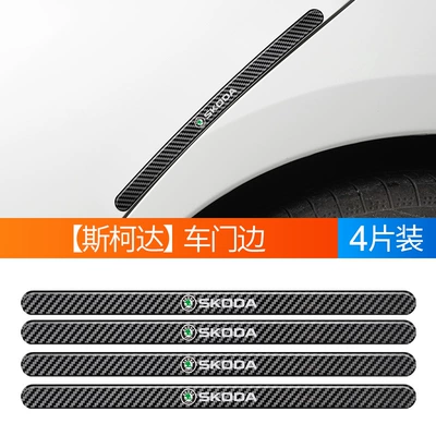 Qapı və bamper qoruyucu zolaqlar scraper carbon fiber epoxy protective - skoda-carbon-fiber-pattern-epoxy-anti-collision-4-pieces-long