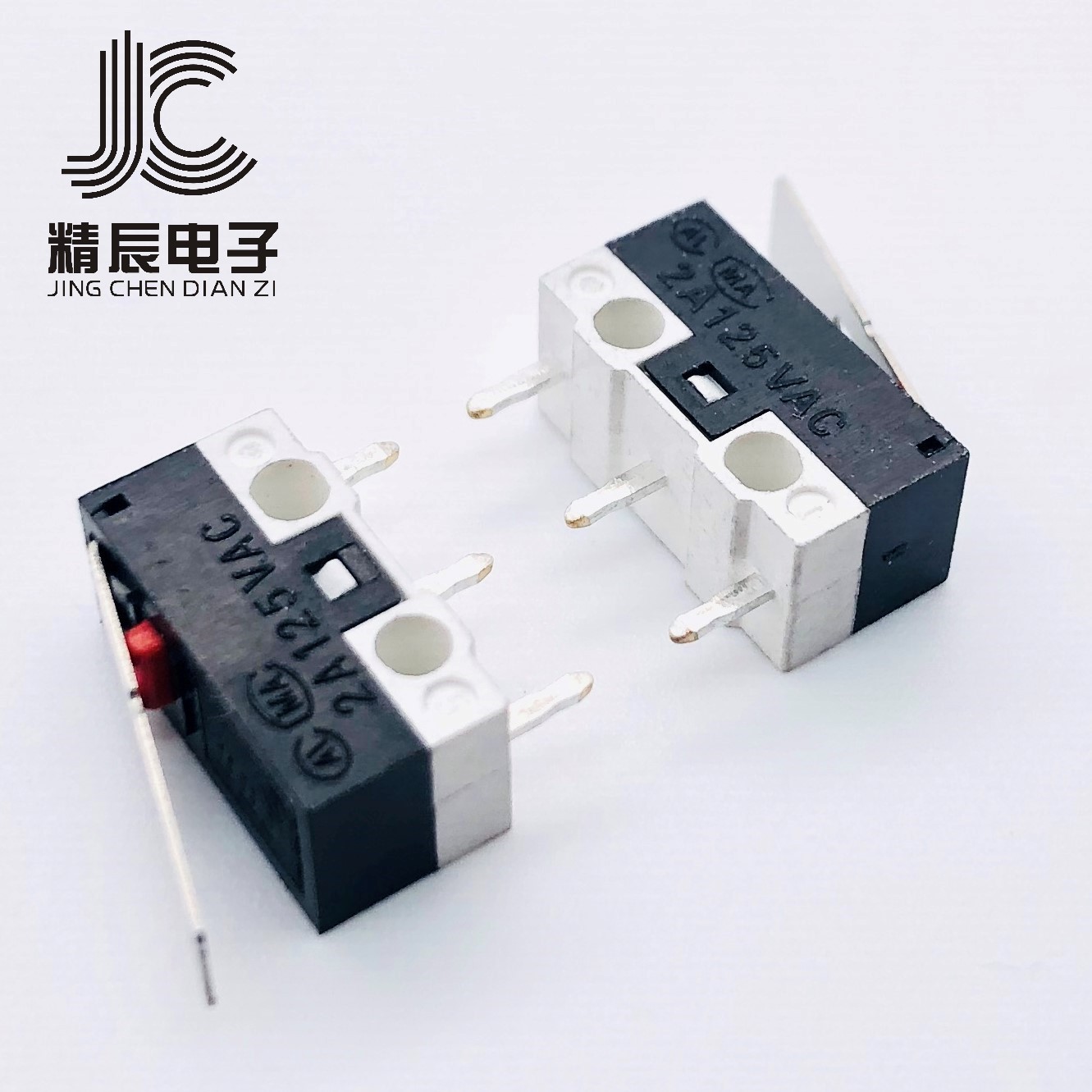 Microswitch with certification, 3-prong straight foot with handle 13.5MM long, mouse switch 2A 125V, travel switch