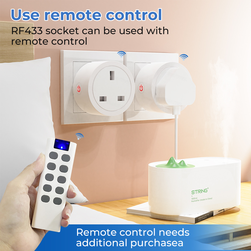 wifi 433 British standard plug remote control Tuya APP voice timing remote control British standard smart plug socket
