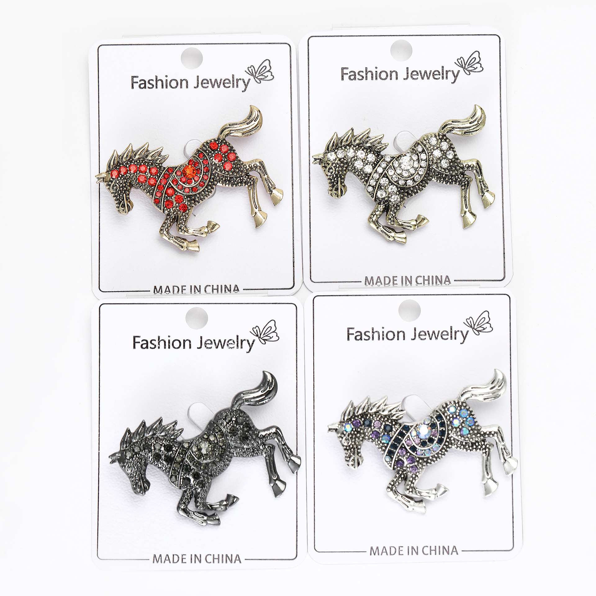 Hot-Selling Fashionable Light Luxury Retro Enamel Horse Rhinestone Brooch Versatile Anti-Exposure Clothing Accessory Pin