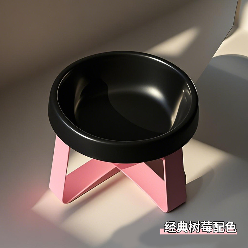 新款多巴胺宠物碗猫狗奶水碗增高保护颈防黑下巴带支架套装|undefined