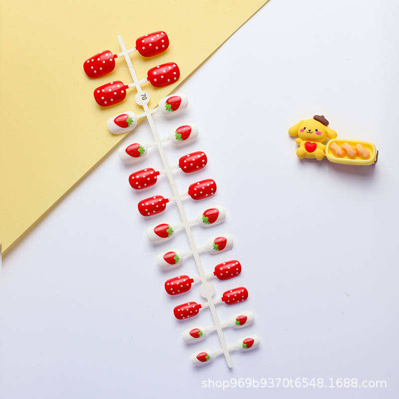 Desmontable lindo de los niños uñas 24 piezas de uñas de belleza de uñas de los niños pieza de uñas falso parche de uñas para el comercio exterior