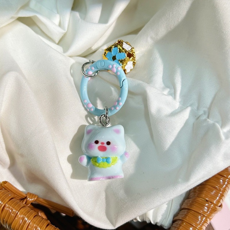 立体的な挨拶ぽっちゃり猫キーホルダーカラフルな花の鐘かわいい甘いスクールバッグ女の子キーホルダー|undefined