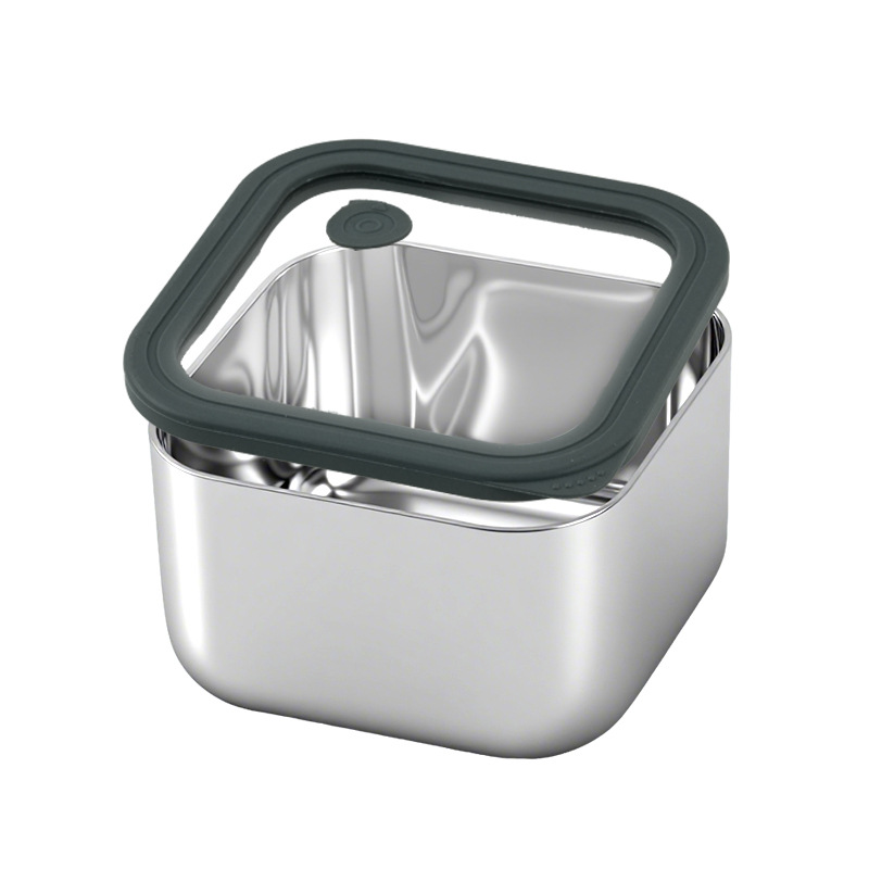 18 / 10 caja de acero inoxidable caja de almacenamiento de grado alimenticio sellado caja cuadrada especial caja de almacenamiento de frutas para refrigerador