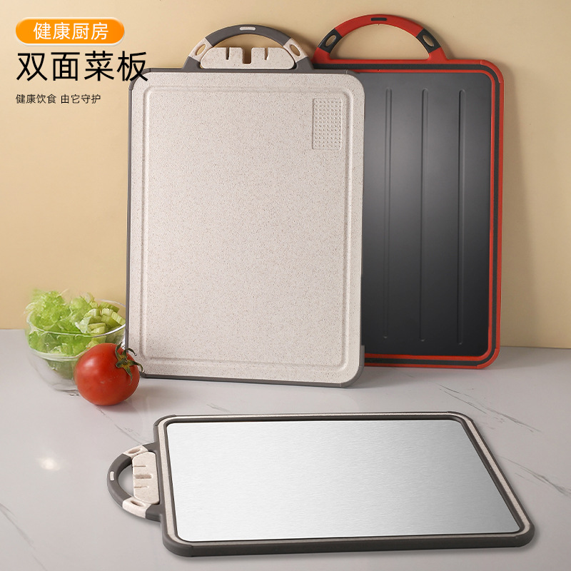 Amazon 304 tabla de cortar de acero inoxidable descongelación acelerada PP tabla de cortar molinillo de ajo utensilios de cocina domésticos tabla de cortar de mano