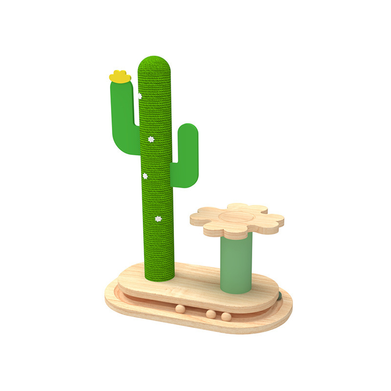 Cactus, gato mascota, juguete, plataforma giratoria, columna de agarre, marco de escalada para gatos resistente al desgaste para gatos de madera maciza