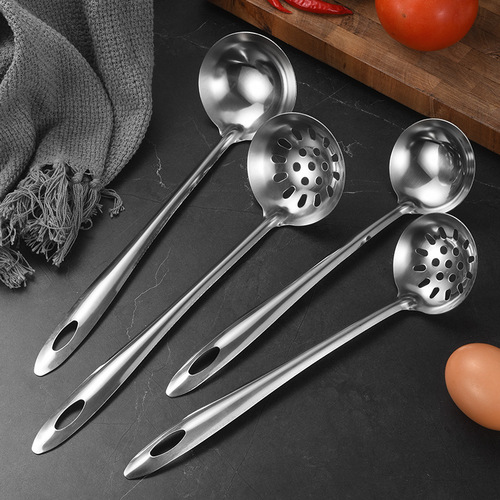 Stainless steel soup shell colander long handle non-magnetic hot pot spoon household kitchen large soup spoon soup colander two-piece cooking tool set