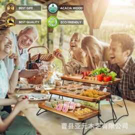 木质蛋糕托盘派对台阶梯式木盘餐盘简易收纳架可折叠桌面甜品装饰